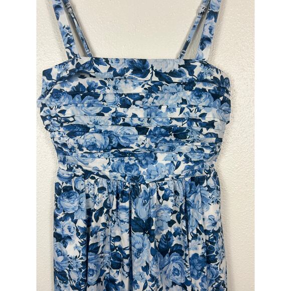 Abercrombie & Fitch Emerson Floral Midi Dress Blue XS Cottage Regencycore - Picture 5 of 8